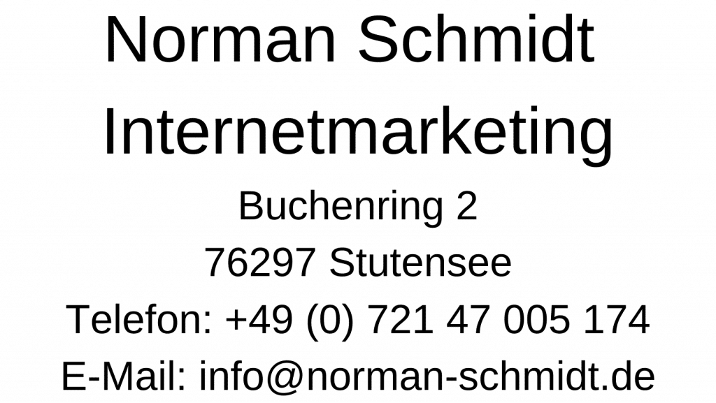 Impressum Norman Schmidt Internetmarketing